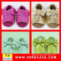 Manufacturer in Ningbo China 2015 sweet color tassels sandals and bow new design baby shoes